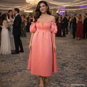 ASOS Strapless Prom Midi Dress Coral Sweetheart 4 NWT Summer Wedding Guest Event